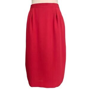 Sassco Women’s Vintage 80s Red Pleated Pencil Skirt High Waist Pockets US 8